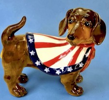 Blue Sky Clayworks PATRIOTIC DACHSHUND July 4th NEW IN BOX  SIGNED -Retailer