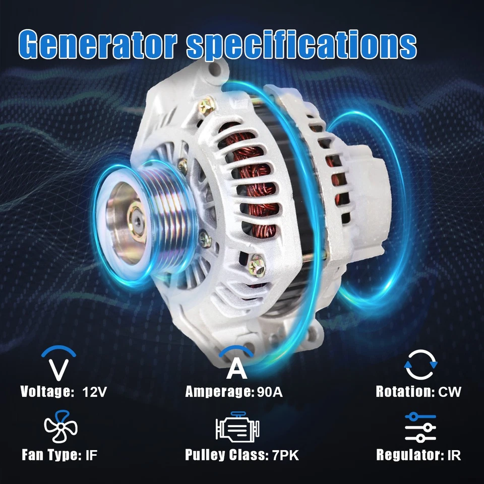 12V Alternator For 2002-2006 Honda CR-V 2.4L 2002-2006 Acura RSX 2.0L 13966 Foto 3 de 4