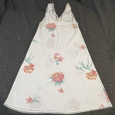 Givenchy Intimite Paris VTG Satin Nightgown Ivory w/ Flowers Lace Sz P  READ 