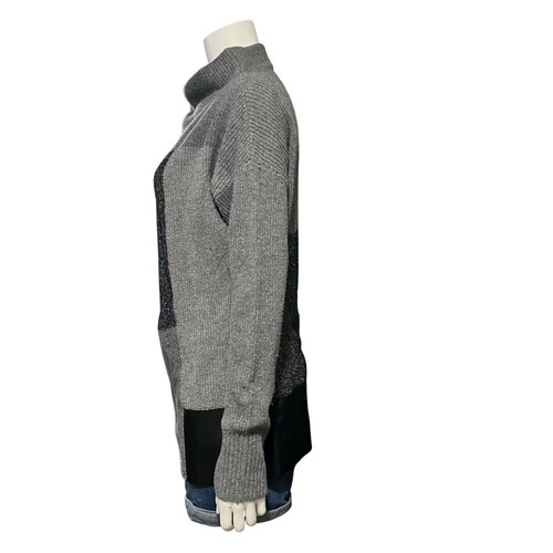 Lafayette 148 New York Womens Mock Neck Colorblock Sweater Size Large Gray Black - Picture 7 of 11