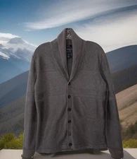 American Rag Sweater M Gray Shawl Collar Emo Kurt Cobain Grunge Grandpa Cardigan