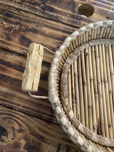 "Bandeja para canasta de pastel de bambú y mimbre de 11"" con asas de alta resistencia" - Imagen 2 de 8