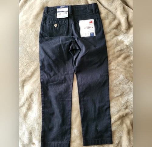 IZOD Boy’s Black Uniform Pant, 6 Regular NWT Flat Front Stretch Adjustable Waist - Picture 4 of 6
