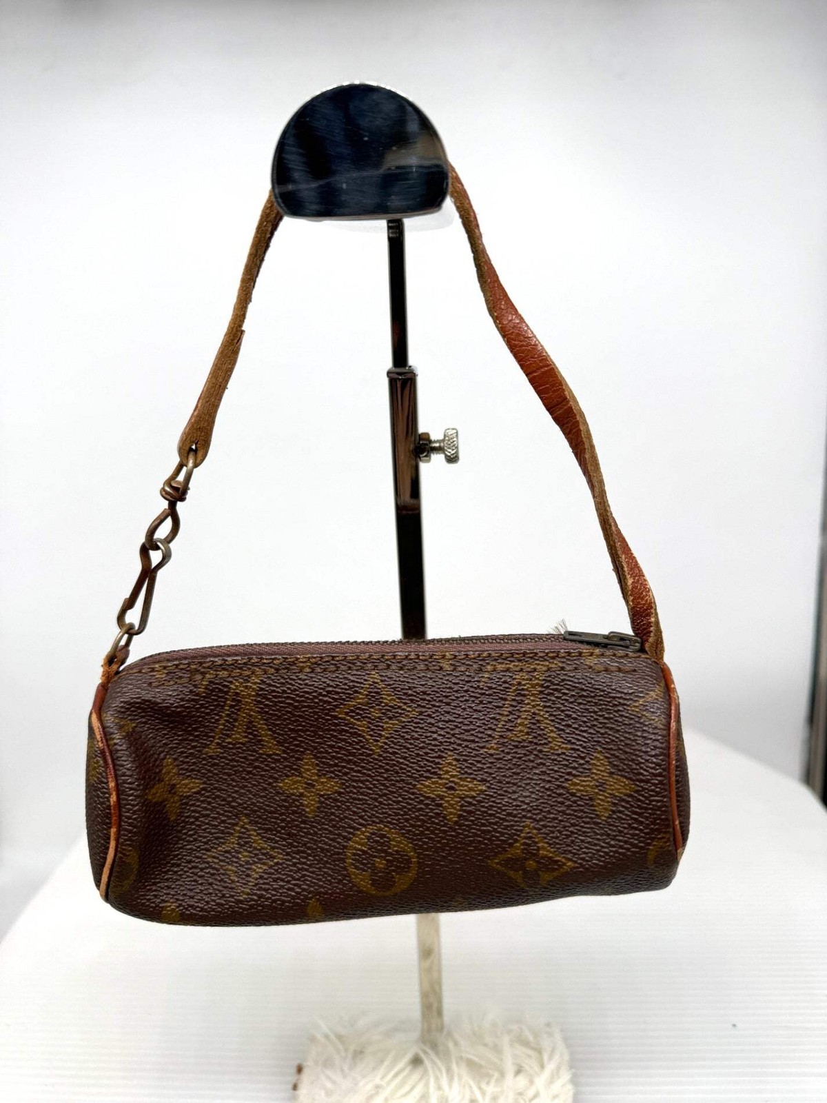 Authentic Louis Vuitton Papillon Bag/Pouch, Monogram Pattern, Brown Leather, Sin