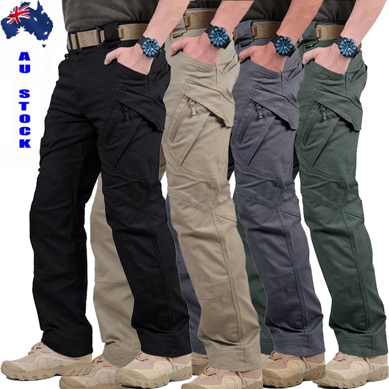 Tactical Mens Cargo Pants Waterproof Work Hiking Combat Outdoor Trousers Pants
