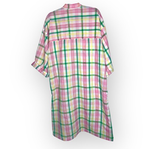 VTG Leisure Grandmacore House Dress SZ L Plaid Pink Green Colorful Snap Buttons - Bild 8 von 12