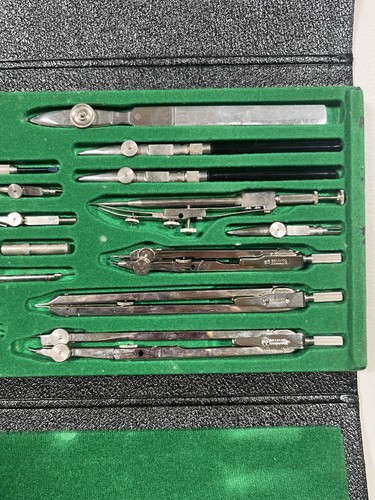 Set bussola da disegno vintage 741 made in Germany custodia divisori kit penna giudicante - Foto 3 di 6