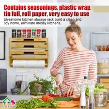 5 in 1 Foil and Plastic Wrap Organizer with Cutter, Plastic Wrap Food Dispens...