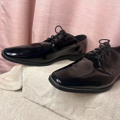 Herren Schwarz Lackleder Oxford Smoking Elegant Schuhe von Joseph Abboud 13W Hochzeit - Bild 4 von 23