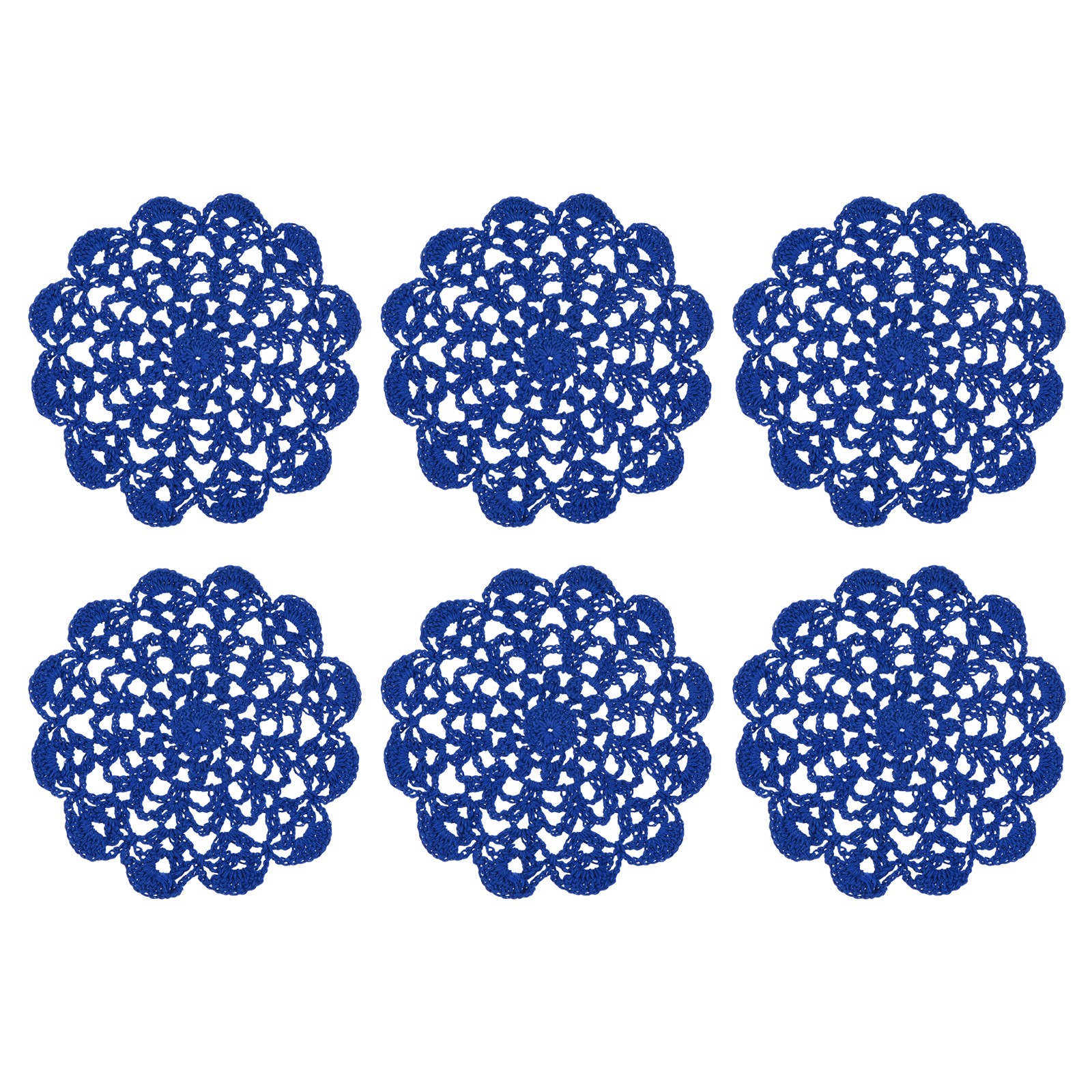 6Pcs Crocheted Cotton Doilies, 5.5" Lace Doilies Lace Placemats, Blue