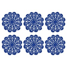 6Pcs Crocheted Cotton Doilies, 5.5" Lace Doilies Lace Placemats, Blue