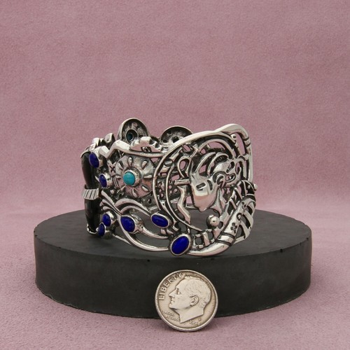 carolyn pollack sterling silver fritz casuse storyteller cuff bracelet 6.5in - Picture 2 of 3