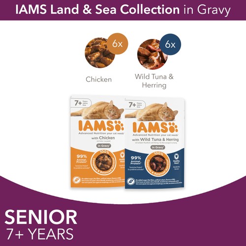 ✅IAMS Senior Wet Cat Food Meat & Fish Gravy Healthy Heart High-Quality 12 x 85g✅ - Picture 6 of 12