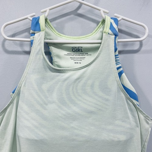 ATHLETA GIRL M 8/10 Perfect Match Support Tank Blue Green Bra Dance Athleisure - Picture 11 of 16
