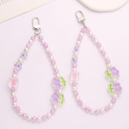 2 Pcs Acrylblütenhängekette Handy Lanyard Telefon-Lanyard Aus Perlenimitat - 第 12/12 張圖片