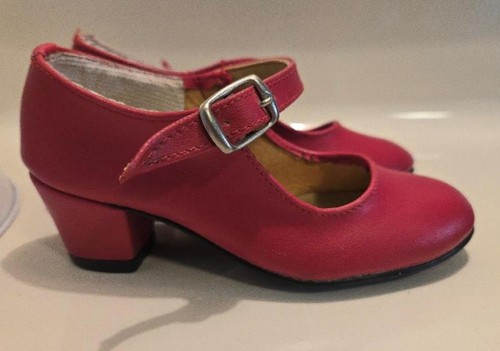 Cute! Red Spanish Flamenco Girls Dance Shoes Kids Size 8.5 - 9 EU 25 - Picture 5 of 8