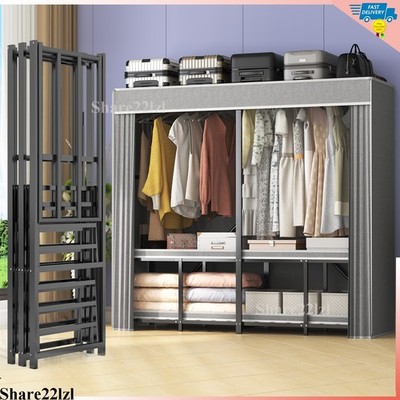 Portable Heavy Duty Wardrobe Closet 1200LBS Foldable Garment Rack Metal Rack