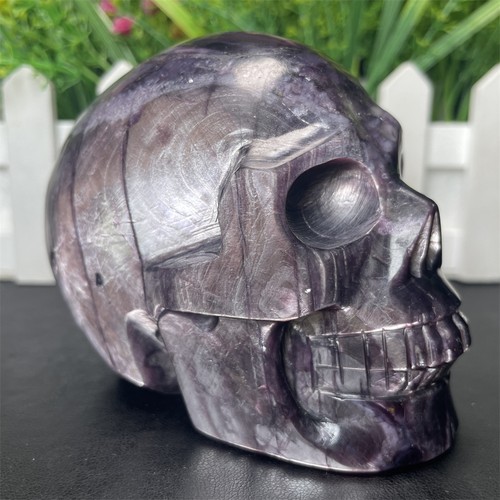 Figura Cabeza Calavera Lepidolita Natural 1.7LB 3.6" Cristal Cuarzo Reiki Talla - Imagen 9 de 11
