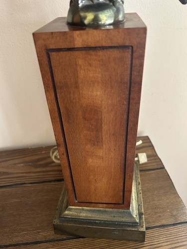 Vtg. American Eagle Table Lamp Original Shade 29.5" Tall Brass Wood Bronze MCM - Picture 5 of 19