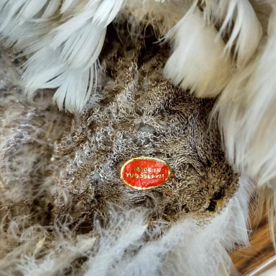 Vintage Feather Wig Hat Yugoslavia Fabulous Grey W/Hint Of Lilac Color - Image 2 of 3