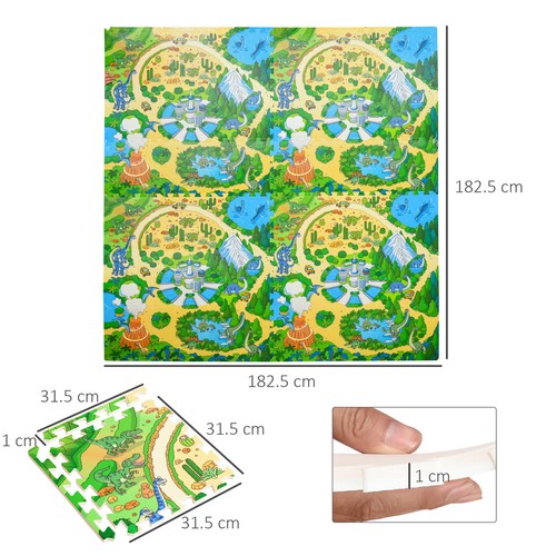 HOMCOM Tappeto Puzzle 36 Pezzi con Bordi in EVA Antiscivolo Area Coperta 3.24㎡ - Foto 4 di 10