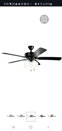 Kichler Lighting 330016SBK Basics Pro Premier - Ceiling Fan with Light Kit -