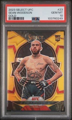 Sean Woodson 10/10 Gold Rookie PSA 10 GEM MINT 2023 selezionare UFC #23 SSP RC - Foto 1 di 3
