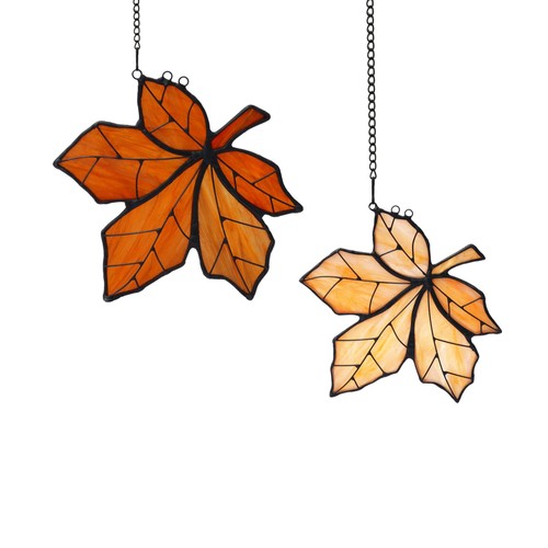 Maple Leaves Suncatcher for Window,Stained Glass Window Hanging, Home Decorat... - Bild 1 von 9