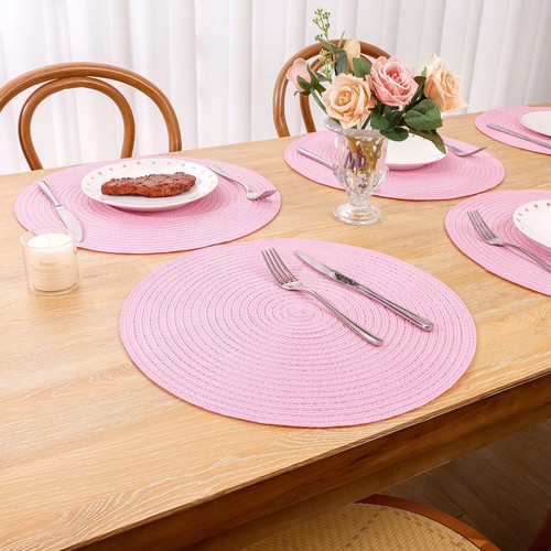 Round Braided Placemats Set of 6 Round Table Mats for Dining Tables 15 inch W... - Picture 9 of 9