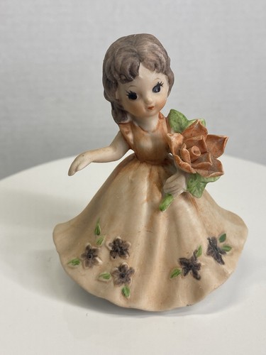 Vintage Josef Original Birthday Girl Figurine Flower READ