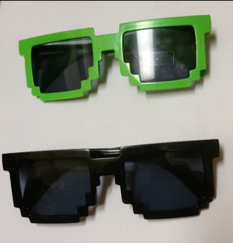 Minecraft Black and Green Creeper Sunglasses 8-Bit Pixel Glasses Lot of 2 Gamer - Picture 3 of 5