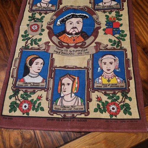 King Henry And Wives Irish Linen Cloth Ulster DME - Picture 2 of 7