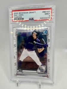 2020 Bowman Chrome Draft Zac Veen PSA 9 #BD107 1st Rookie RC Rockies