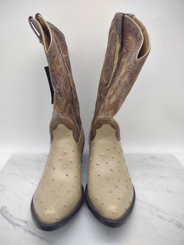 Sedona West Full Quill Ostrich Exotic Cowboy Boots Brown & Tan 8.5 D Unworn Tag - Picture 4 of 15
