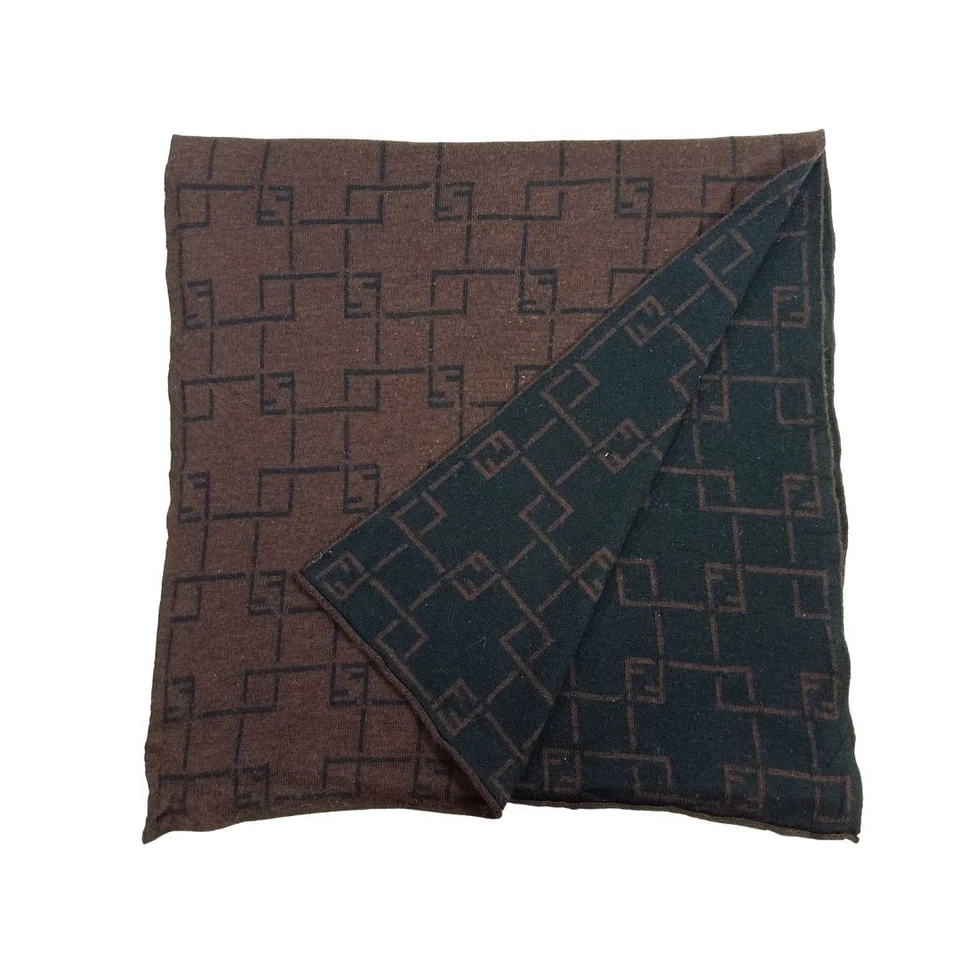 FF Fendi Mujer Unisex Bufanda Marrón Lana Y Cachemira Logo Hecho en Italia Foto 2 de 4