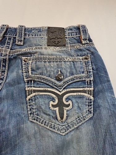 Rock Revival Aubin Relaxed Straight Jeans Men’s Size 42x 31 Distressed - Picture 21 of 23