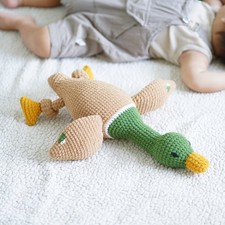 Crochet Mallard Duck Snuggler - Duck Velvet Stuffed Plush - Amigurumi Duck Gift