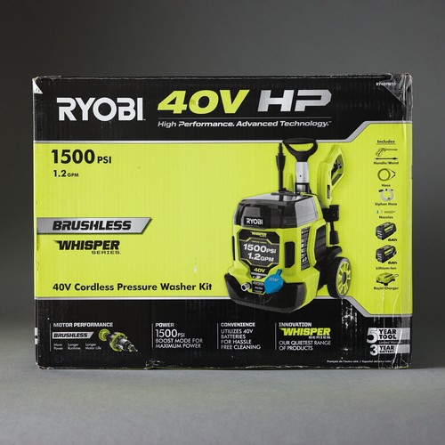 Ryobi RY40PW15 40 V HP 1500 PSI bürstenloses Flüstern elektrisches Hochdruckreiniger-Set