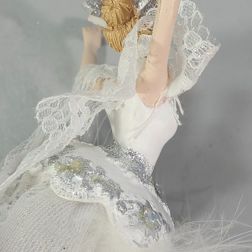 Kurt Adler Snow Queen Ballerina 6" Nutcracker Xmas Ornament White Silver Glitter - Picture 11 of 14