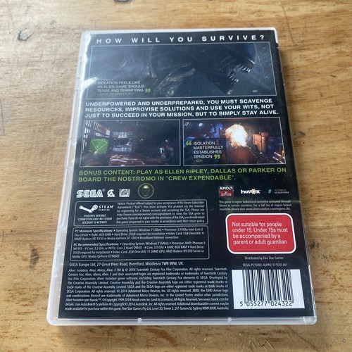 Alien: Isolation - Nostromo Edition PC DVD-ROM SEGA 2014 Game - Picture 2 of 7