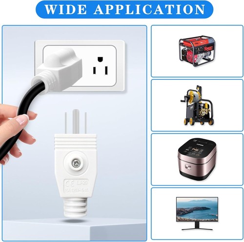 3 Prong Replacement Plug, Electrical Plugs End, 3 White-3 Pcs  - Picture 7 of 9