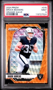 2024 Panini Prizm Brock Bowers #315 Orange Wave PSA 9 /60 Rookie RC