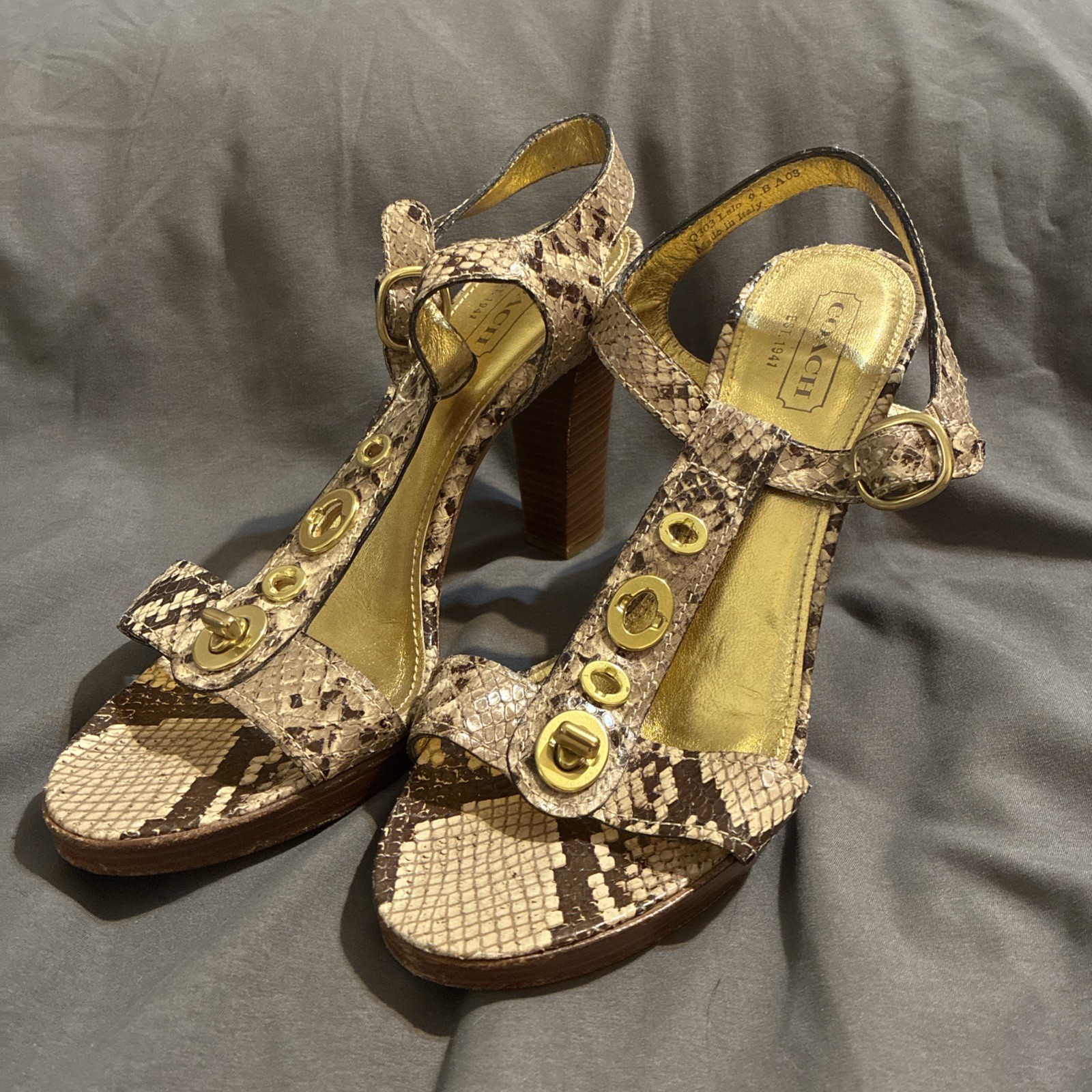 COACH TAMARA Printed Snake Python Natural Strappy… - image 1
