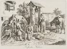 J. ERHARD (1795-1822), Der Kosak am Ziehbrunnen,  1815, Radierung Romantik