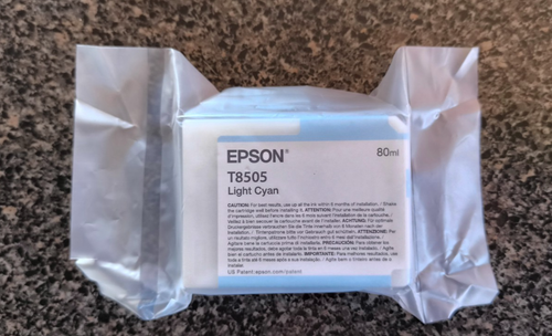 Original Epson Light Cyan Tinte T8505 SC-P800 versiegelt in Fabrik Kunststoff Ablaufdatum 03/2022 - Bild 5 von 6