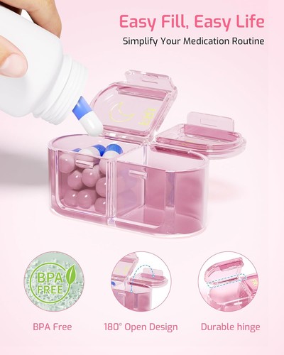 Caja de pastillas semanal organizadora dos veces al día 7 días AMPM organizador estuche medicina - Imagen 10 de 14