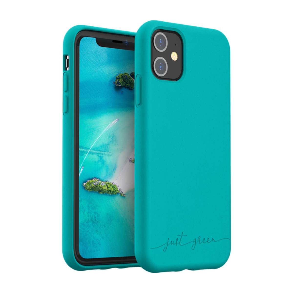 Coque iPhone 11 antichoc Just Green Natura bleue : protégez sans polluer
