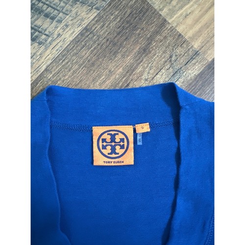 Tory Burch Simone Cardigan Logo Gold Buttons Navy Blue Size Small - Picture 3 of 3