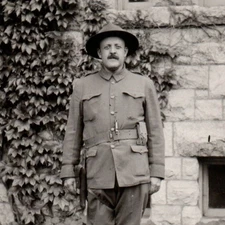 WWI Army Colt M1911 Pistol Swivel Holster Soldier Real Photo Postcard RPPC