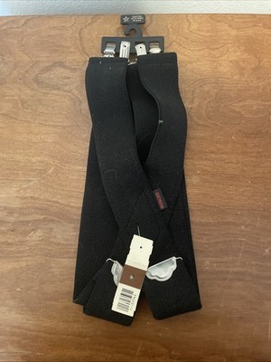 HONCHO X-Shape Black 2  Suspenders Elastic Strap Brace 4 Clips Adjustable